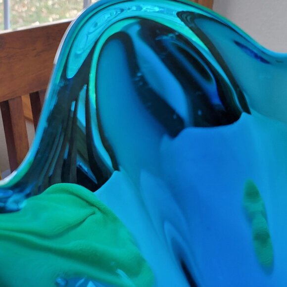 VTG Bluenique Viking Six Petal Aqua Blue Candy Dish Bowl Flower Shaped 1970s MCM - Picture 10 of 14